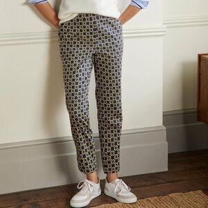 Boden Danby Chain Geo High Rise Navy Pull On Pants Petite